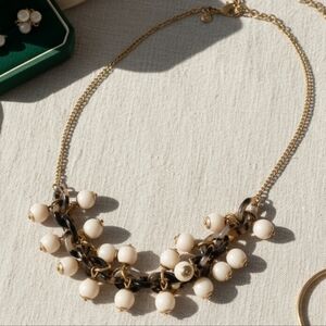 J. Crew Tortoise And Cream Pearlike Bead  Necklace